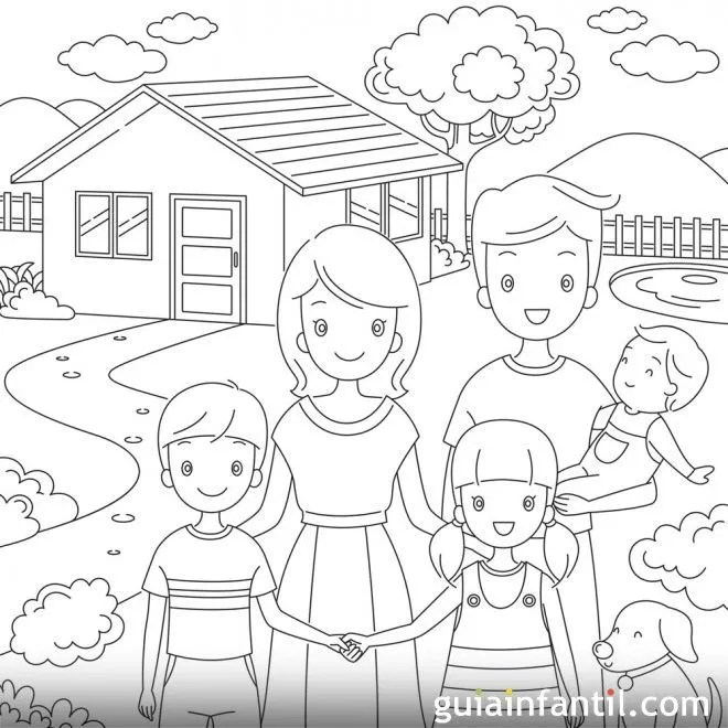 Dibujos para colorear. Derecho de los niños a tener una vivienda