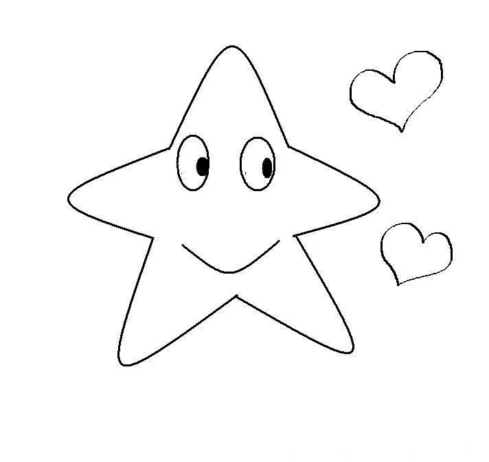 Dibujos para colorear: Dibujos para colorear - Estrella con corazones