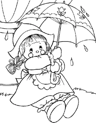 Dibujos para colorear: Dibujos para colorear - Muñeca con paraguas