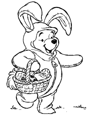  ... Winnie the Pooh disfrazado de conejo de pascua para pintar o colorear