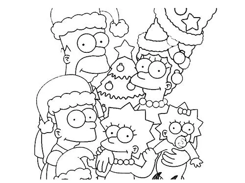 Dibujos para colorear: Dibujos de Navidad para pintar - Los Simpsons Dibujos para colorear: Dibujos de Navidad para pintar - Los Simpsons
