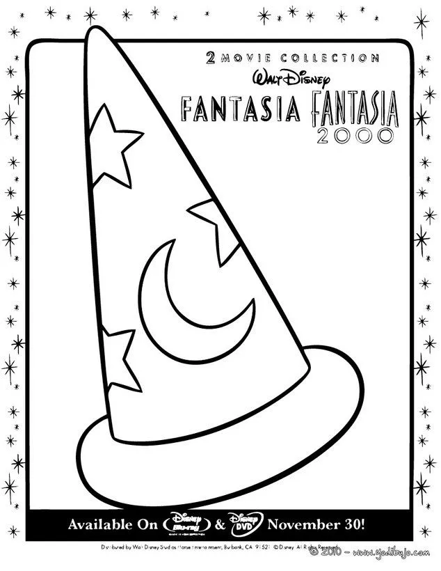 Dibujos para colorear FANTASIA 2000, Sombrero mágico para imprimir Dibujos para colorear FANTASIA 2000, Sombrero mágico para imprimir