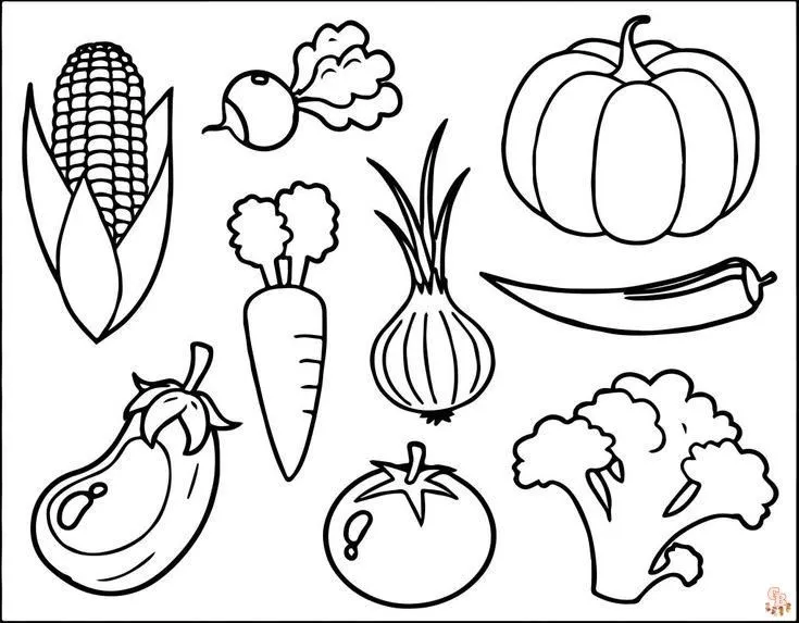 Dibujos para colorear de frutas y verduras imprimibles - GBcoloring