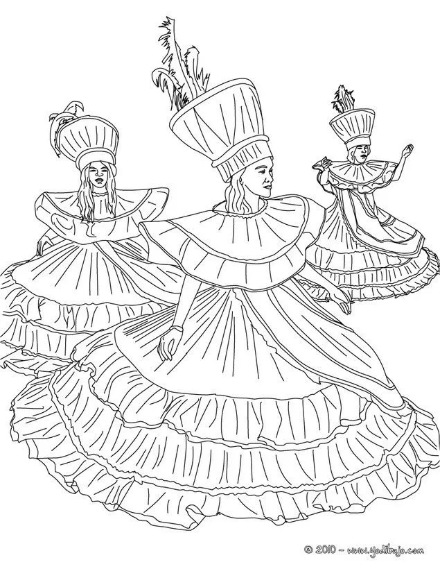 Dibujos para colorear grupo de bailarinas brasileñas - es.hellokids.com