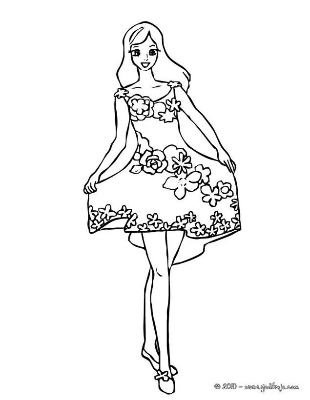 Dibujos para colorear HADAS, hada con falda de flores para imprimir Dibujos para colorear HADAS, hada con falda de flores para imprimir