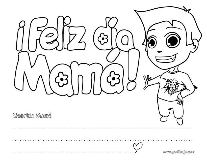 Dibujos para colorear DIA DE LA MADRE, Mensaje para Mamá para imprimir