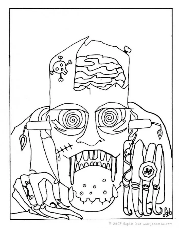 Dibujos para colorear la máscara de frankenstein - es.hellokids.com