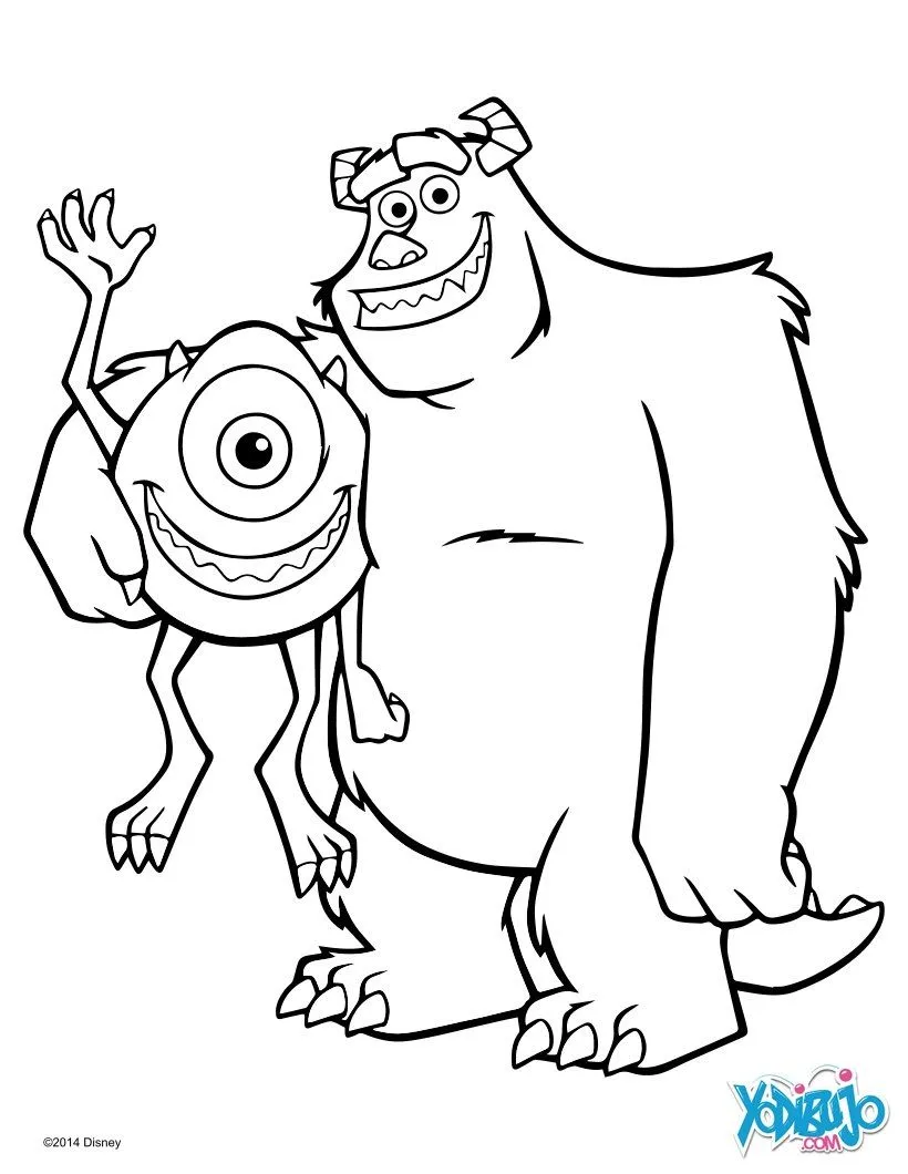 Dibujos DISNEY para colorear, Mike y Sulley de Monsters Inc. para ...