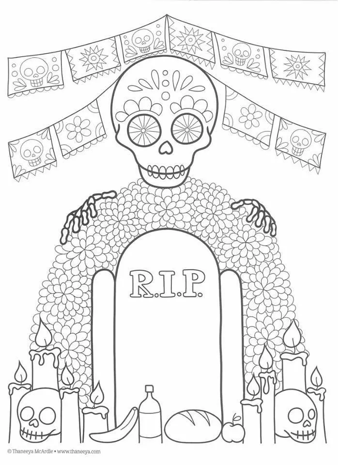 Dibujos para colorear el día de los muertos (39) | Altar de muertos dibujo,  Dia de muertos, Dibujo dia de muertos