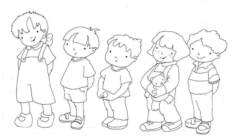 Dibujos para colorear de niños en fila - Imagui
