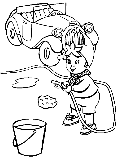 Dibujos para colorear niños lavando un carro - Imagui