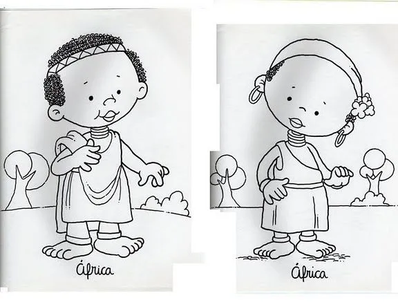 Dibujos para colorear de niños de diferentes razas - Imagui