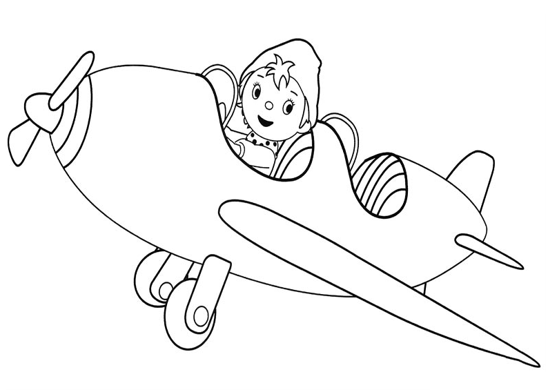 DIBUJOS PARA COLOREAR DE NODDY:NODDY EN SU AVION : COSAS PARA NIÑOS