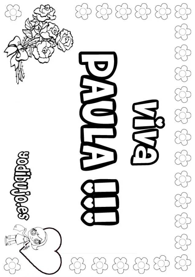 Dibujos para colorear NOMBRES NIÑAS, PAULA para imprimir Dibujos para colorear NOMBRES NIÑAS, PAULA para imprimir