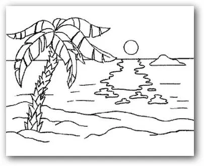 Paisaje playa para dibujar - Imagui