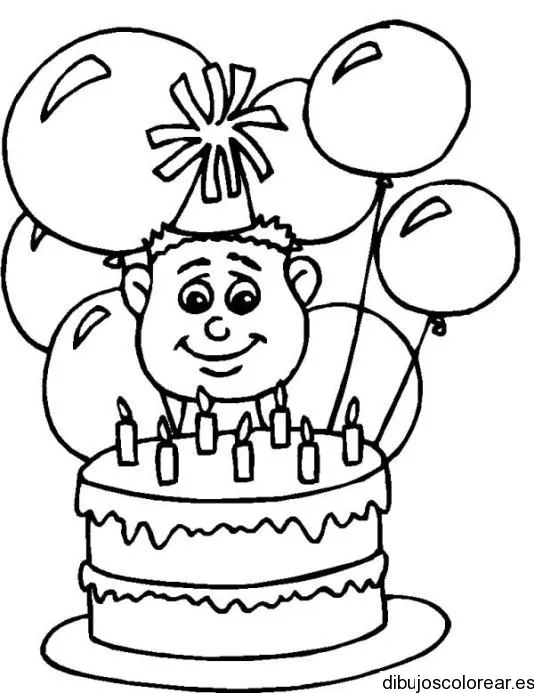 Dibujo de un niño celebrando cumpleaños | Dibujos para Colorear