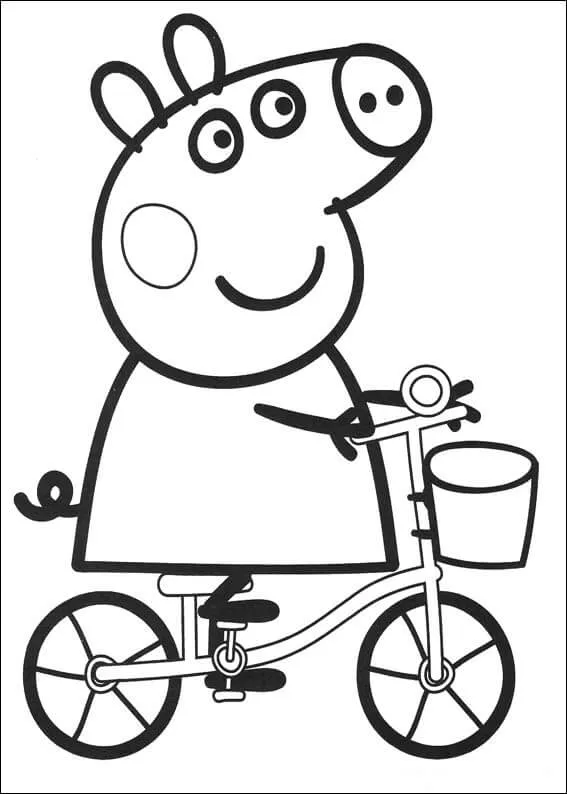 Dibujos para colorear Peppa Pig en su Bici, Dibujos para Pintar