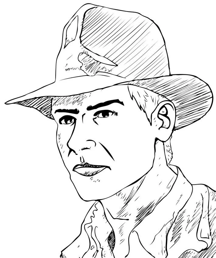 Dibujos para colorear y pintar INDIANA JONES - Cara de Indiana Jones