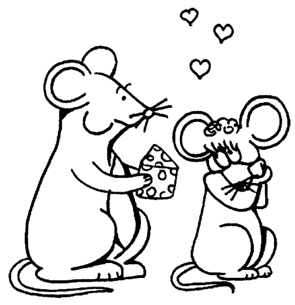 Dibujo para colorear de dos ratones - Imagui