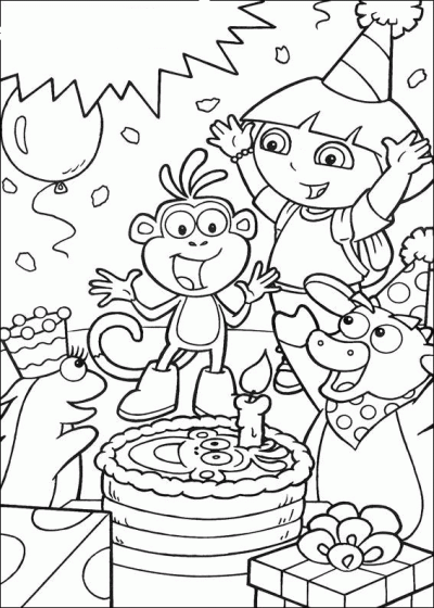 Dibujo de Dora y sus amigos. Dibujo para colorear de Dora y sus amigos ...