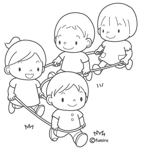 Niños jugando a la salta soga para pintar - Imagui