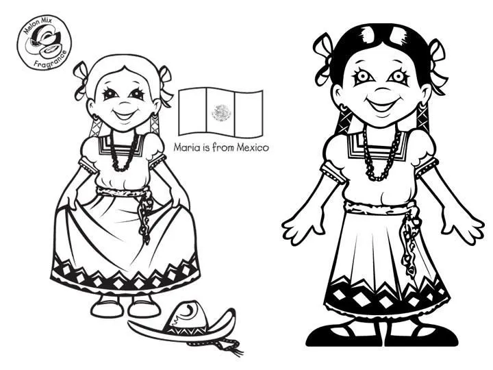 Dibujos para colorear de niños con trajes tipicos del mundo - Imagui