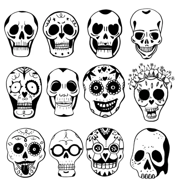 Dibujos del cráneo en blanco y negro — Vector stock © alptekin109 ...