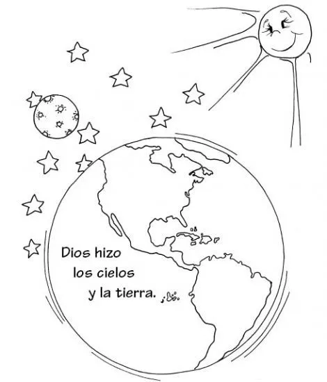 Dibujo de La Creacion del Cielo y La Tierra para colorear ... Dibujo de La Creacion del Cielo y La Tierra para colorear ...