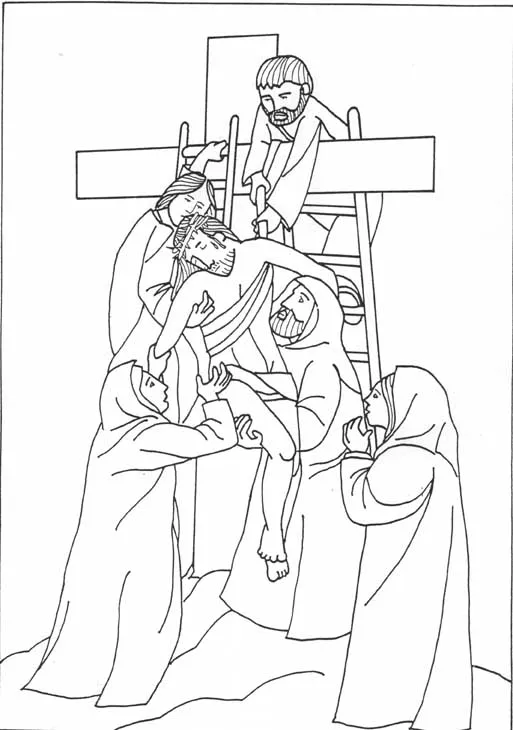Dibujos Cristianos Para Colorear: Bajando a Jesus de la cruz para ...