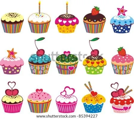Illustration Of Isolated Set Of Cupcake On White Background ... Illustration Of Isolated Set Of Cupcake On White Background ...
