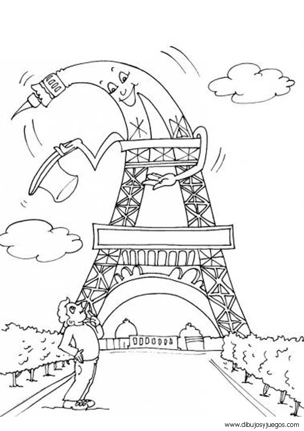 dibujos-de-paris-francia-010-torre-eiffel | Dibujos y juegos, para ...