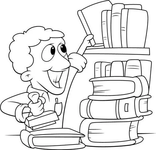 library fun Colouring Pages
