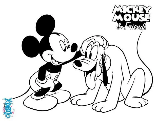 Dibujos DISNEY para colorear, Mickey y Pluto para imprimir