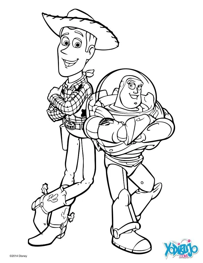 Dibujos DISNEY para colorear, Woody y Buzz Lightyear para imprimir