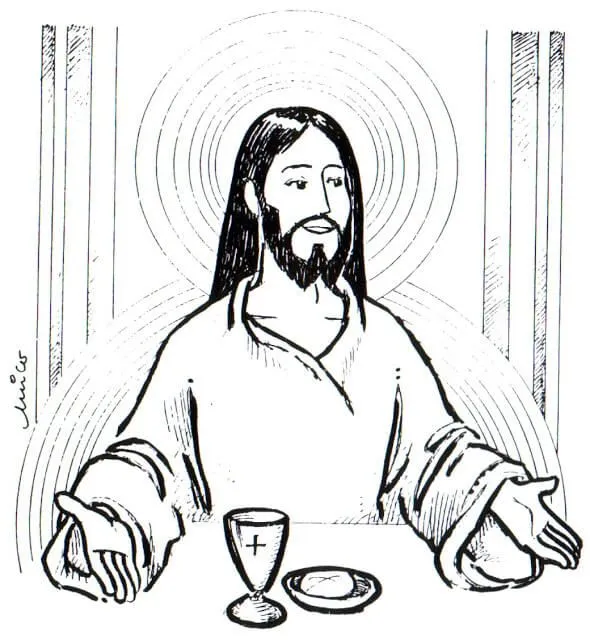 Jueves Santo para colorear Jesus Eucaristico, Dibujos para Pintar