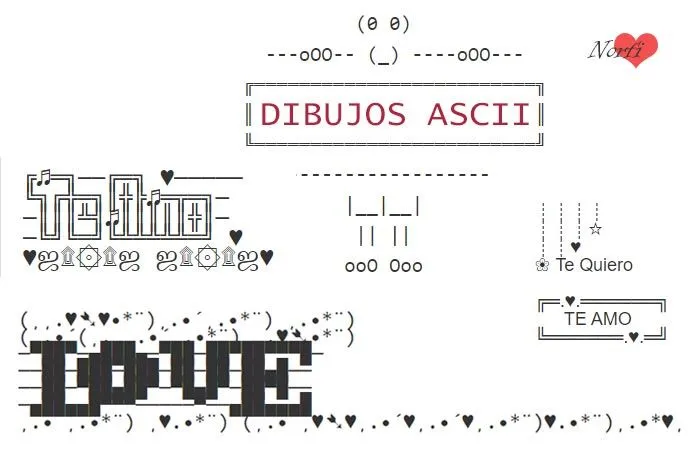 Dibujos y figuras ASCII para firmar y pegar en el muro de Facebook