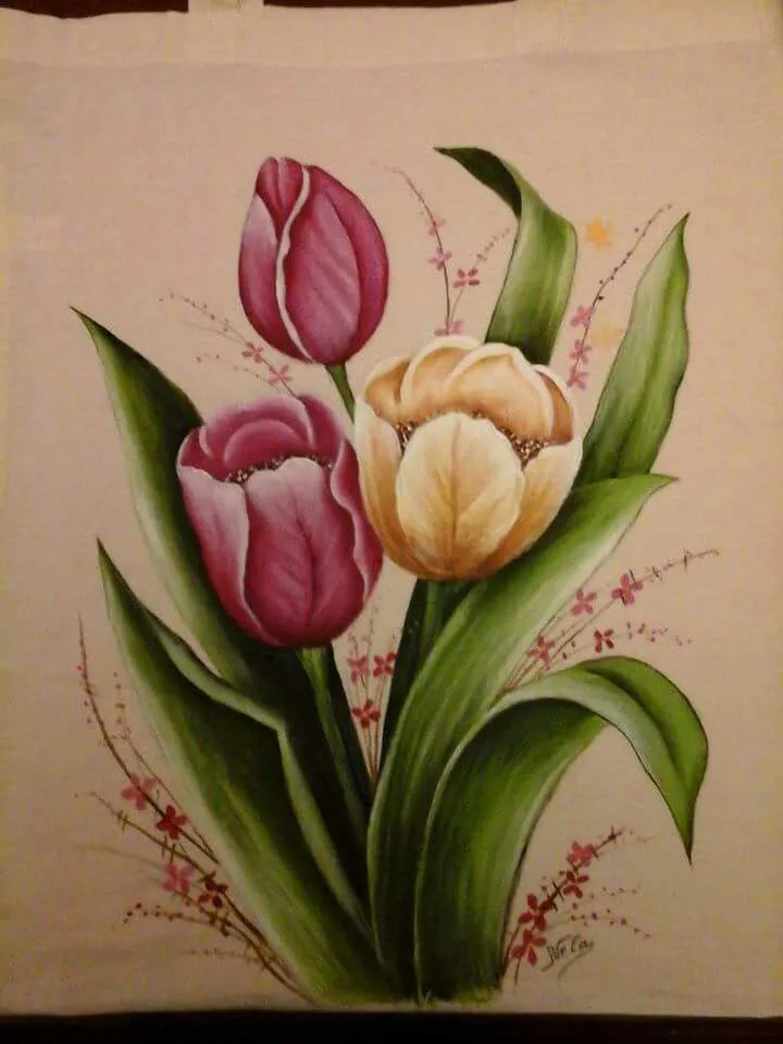 dibujos de flores para pintar en tela manteles - Buscar con Google |  Pintura de tulipán, Pinturas florales, Pintura en tela