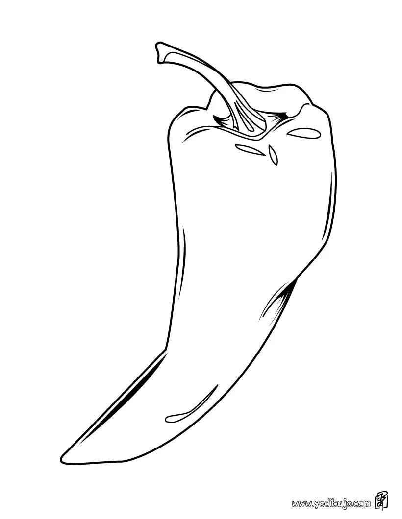 Dibujos de FRUTAS Y VERDURAS para colorear, un chile para imprimir Dibujos de FRUTAS Y VERDURAS para colorear, un chile para imprimir