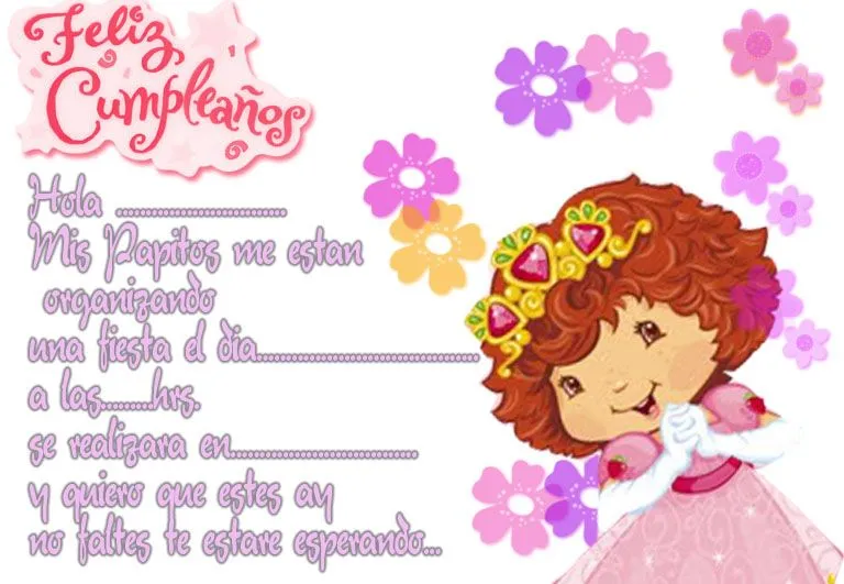 Invitaciones de cumpleaños de fresita rosita - Imagui
