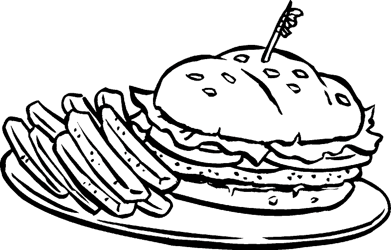 Dibujos de hamburguesas con papas para colorear - Imagui