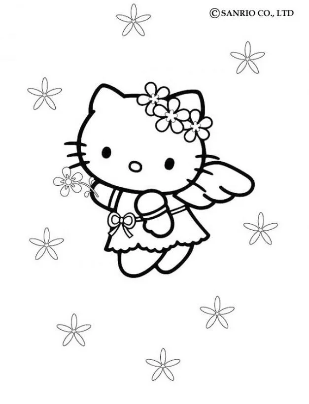 Dibujos HELLO KITTY para colorear, hello kitty con alas para imprimir Dibujos HELLO KITTY para colorear, hello kitty con alas para imprimir