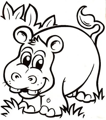 Hipopotamos, dibujos para pintar y colorear de hipopotamos de la serie ...