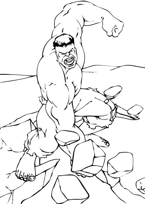 Dibujos de Hulk para colorear, Hulk rompe el suelo para imprimir