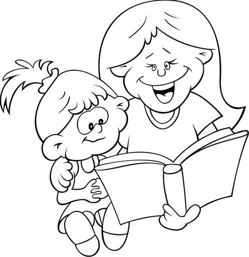 Niños y niñas leyendo para colorear - Imagui