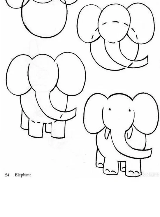 Como dibujar unelefante facil - Imagui