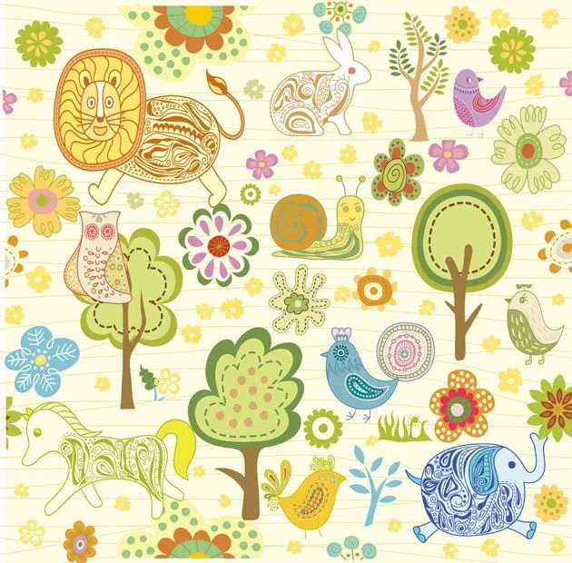 Dibujos infantiles con animales, flores y plantas en formato ...
