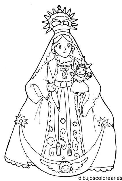 Dibujo de la Virgen y el niño Jesús | Dibujos para Colorear