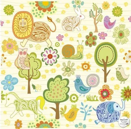 Dibujos infantiles en vector de animales y plantas | portafolio blog