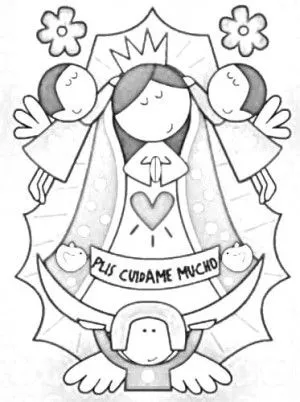 Dibujos infantiles de la Vírgen de Guadalupe para colorear ...