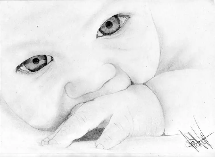 Dibujos de bebés reales lapiz - Imagui